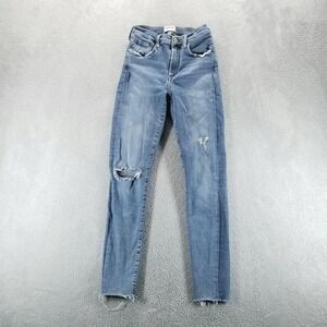 Agolde Jeans Womens 27 Blue Sophie Skinny Mid Rise Distressed Raw Hem Stretch